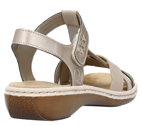 Sandale casual, dama, RIEKER, ANTISTRESS, 65919-61 bej sidef, piele ecologica