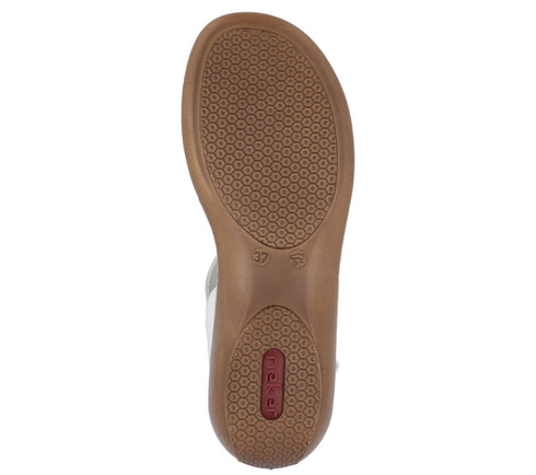 Sandale casual, dama, RIEKER, ANTISTRESS, 65967-80 alb, piele ecologica