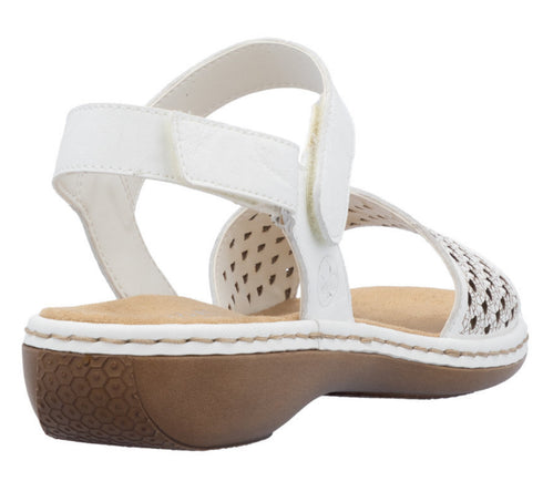 Sandale casual, dama, RIEKER, ANTISTRESS, 65967-80 alb, piele ecologica