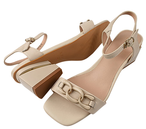 Sandale elegante, dama, EPICA, JI60018A bej, piele ecologica, cu toc