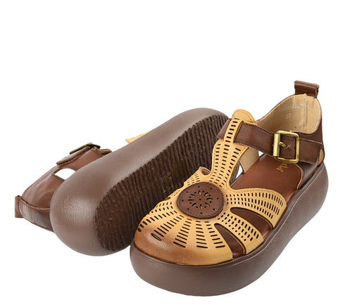 Sandale casual, dama, ADA SHOES, 10682 galben, piele naturala