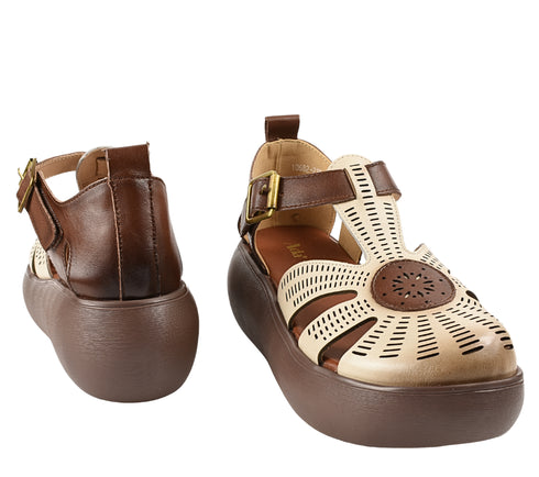 Sandale casual, dama, ADA SHOES, 10682 crem, piele naturala