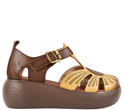 Sandale casual, dama, ADA SHOES, 10682 galben, piele naturala