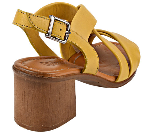 Sandale elegante, dama, ANNA VIOTTI, D42-635 galben, piele naturala, toc