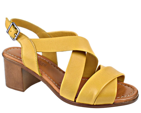 Sandale elegante, dama, ANNA VIOTTI, D42-635 galben, piele naturala, toc