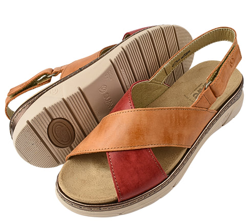 Sandale casual, dama, SUAVE AIR FUNCTION SYSTEM, 12505VT rosu, piele naturala