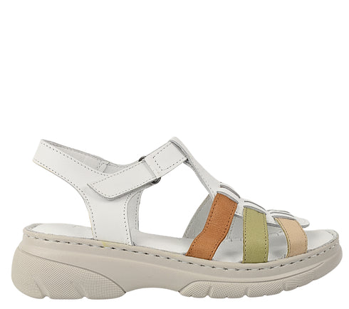Sandale casual, dama, ANNA VIOTTI, D60-336 alb, piele naturala