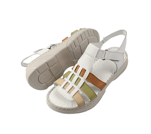 Sandale casual, dama, ANNA VIOTTI, D60-336 alb, piele naturala