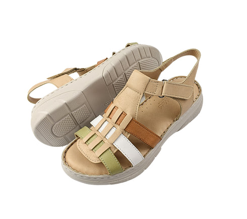 Sandale casual, dama, ANNA VIOTTI, D60-336 bej, piele naturala