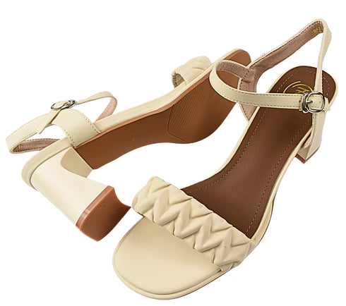 Sandale casual, dama, FORMAZIONE, 49001 crem, piele ecologica, toc