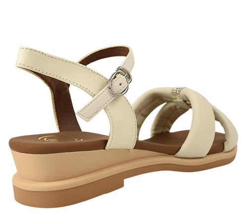 Sandale elegante, dama, FORMAZIONE, 49023 crem, piele naturala, toc