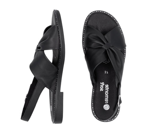 Sandale casual, dama, REMONTE, D3674-00 negru, piele ecologia