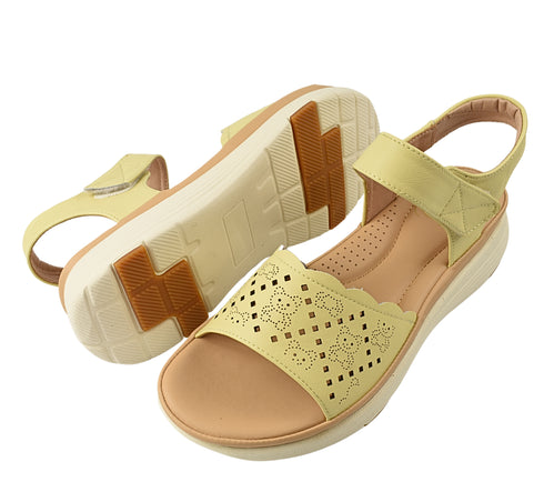 Sandale casual, dama, FORMAZIONE, 90332 galben, piele naturala