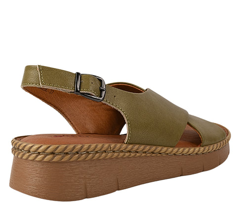 Sandale casual, dama, PASS COLLECTION, KL60020C verde, piele naturala