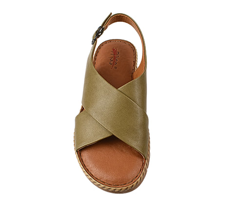 Sandale casual, dama, PASS COLLECTION, KL60020C verde, piele naturala