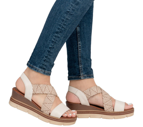 Sandale casual, dama, REMONTE SOFT, D2L54-60 bej, piele ecologica