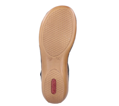 Sandale casual, dama, RIEKER, ANTISTRESS, 65964-00 negru, piele ecologica