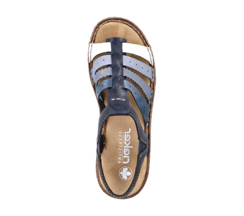 Sandale casual, dama, RIEKER, ANTISTRESS, V2875-90 bleumarin, piele ecologica