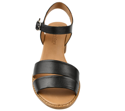 Sandale elegante, dama, ANNA VIOTTI, D12-192 negru, piele naturala, cu toc