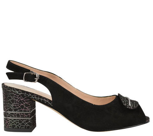 Pantofi eleganti, dama, EPICA, K360070A negru, piele intoarsa, cu toc