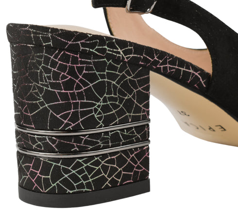 Pantofi eleganti, dama, EPICA, K360070A negru, piele intoarsa, cu toc