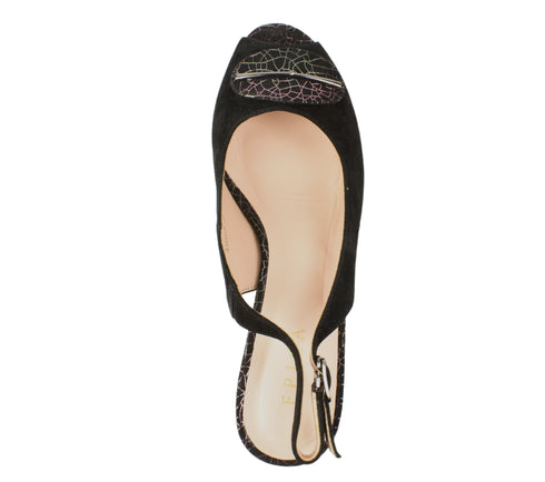 Pantofi eleganti, dama, EPICA, K360070A negru, piele intoarsa, cu toc