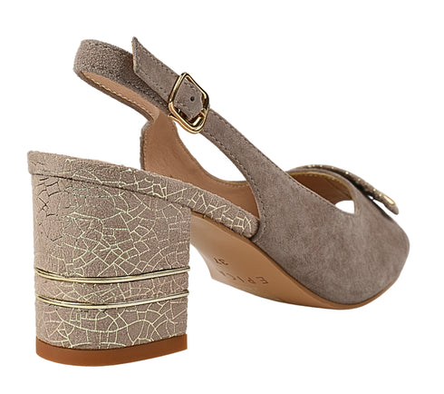 Pantofi eleganti, dama, EPICA, K360070C bej, piele intoarsa, cu toc