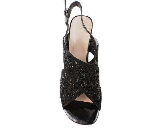 Sandale elegante, dama, EPICA, K360056C negru, piele intoarsa, cu toc