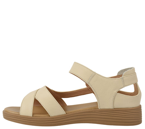 Sandale casual, dama, FORMAZIONE, 50027 crem, piele naturala