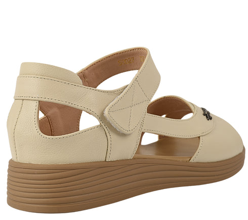 Sandale casual, dama, FORMAZIONE, 50027 crem, piele naturala