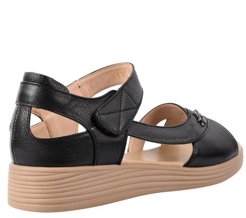 Sandale casual, dama, FORMAZIONE, 50027 negru, piele naturala