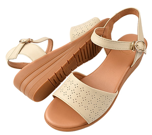 Sandale casual, dama, FORMAZIONE, 50072 crem, piele naturala, platforma