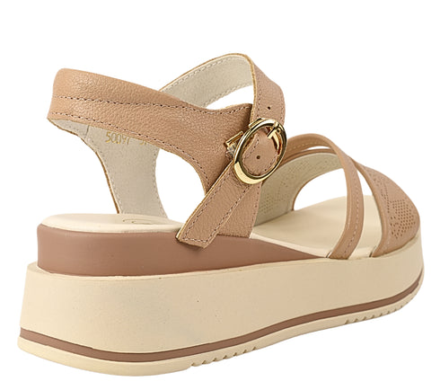 Sandale casual, dama, FORMAZIONE, 50097 bej, piele naturala, platforma