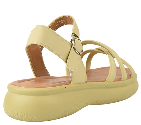 Sandale casual, dama, FORMAZIONE, 802 galben, piele naturala