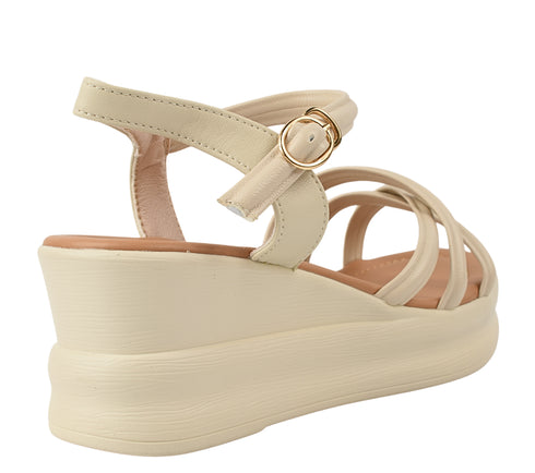 Sandale casual, dama, FORMAZIONE, 991-1 crem, piele naturala, platforma