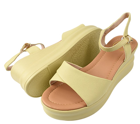 Sandale casual, dama, FORMAZIONE, 2719 galben, piele naturala, platforma