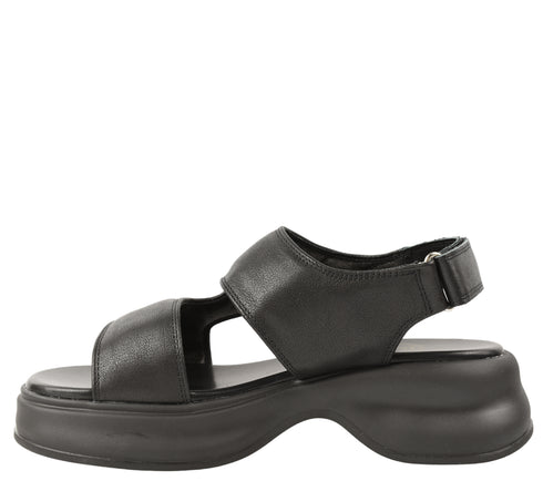 Sandale casual, dama, FORMAZIONE, 82606 negru, piele naturala