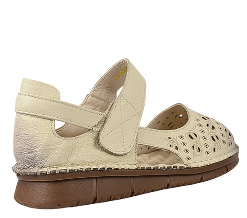 Sandale casual, dama, PASS COLLECTION, MJ60002C crem, piele naturala