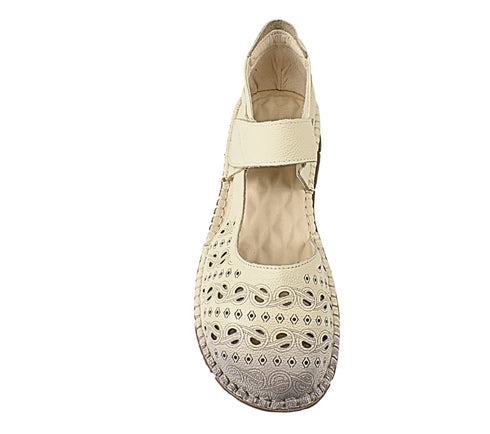 Sandale casual, dama, PASS COLLECTION, MJ60002C crem, piele naturala