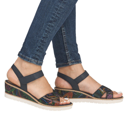 Sandale casual, dama, REMONTE, R6252-15 bleumarin, piele ecologica