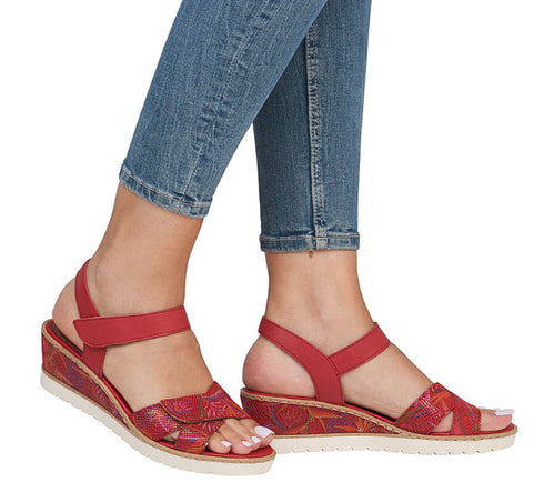 Sandale casual, dama, REMONTE, R6252-33 rosu, piele ecologica