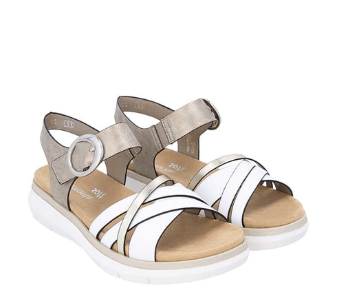 Sandale casual, dama, REMONTE, D2K55-90 alb, piele ecologica