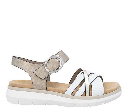 Sandale casual, dama, REMONTE, D2K55-90 alb, piele ecologica