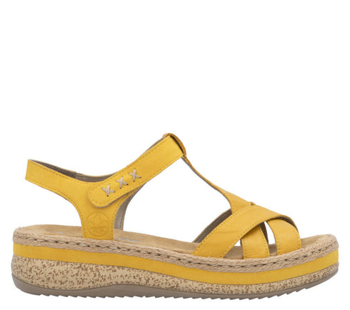 Sandale casual, dama, RIEKER, ANTISTRESS, V0919-68 galben, piele ecologica