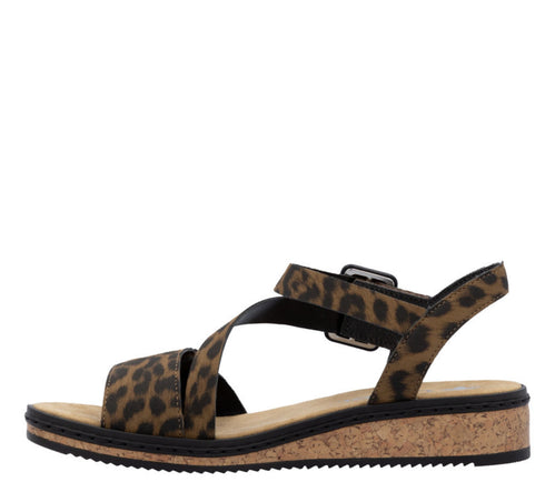 Sandale casual, dama, RIEKER, ANTISTRESS, V3660-90 negru, piele ecologica