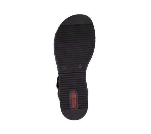 Sandale casual, dama, RIEKER, ANTISTRESS, V3660-90 negru, piele ecologica