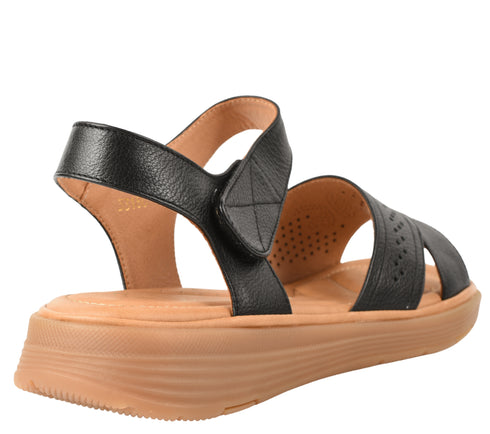 Sandale casual, dama, FORMAZIONE, 33180 negru, piele naturala