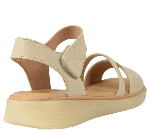 Sandale casual, dama, FORMAZIONE, 33192 crem, piele naturala