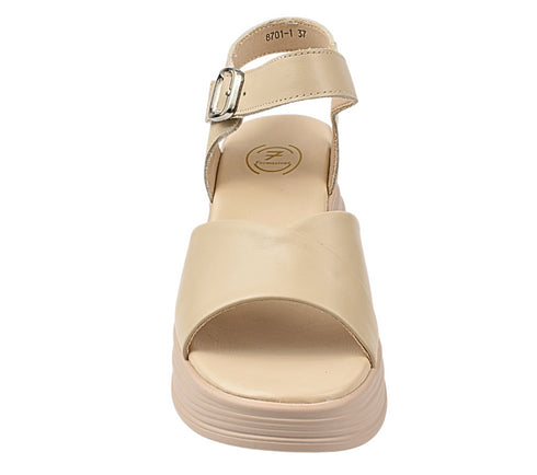 Sandale casual, dama, FORMAZIONE, 8701 crem, piele naturala, platforma