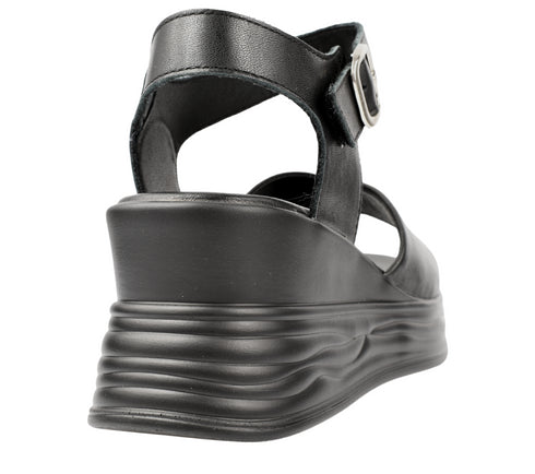 Sandale casual, dama, FORMAZIONE, 8701 negru, piele naturala, platforma